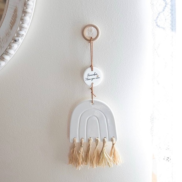 Wall Decor for Mom-Remember I Love You, Handmade Rainbow Shape with Wood Hoop, - Picture 3 of 4